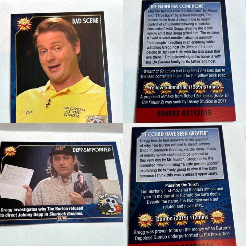 On Cinema at the Cinema Second Edition 2 Trading Cards You Pick 'Em