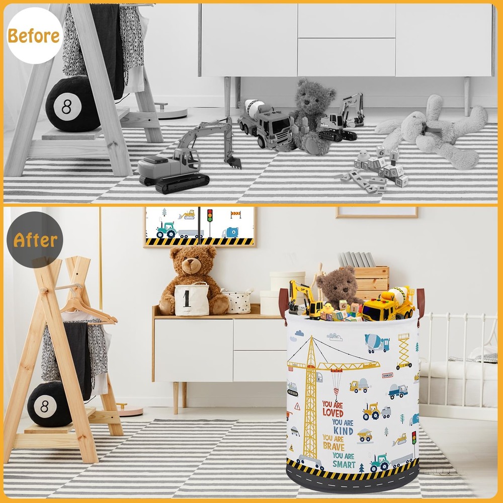 Construction Decor for Boys Room Laundry Middle, Yellow