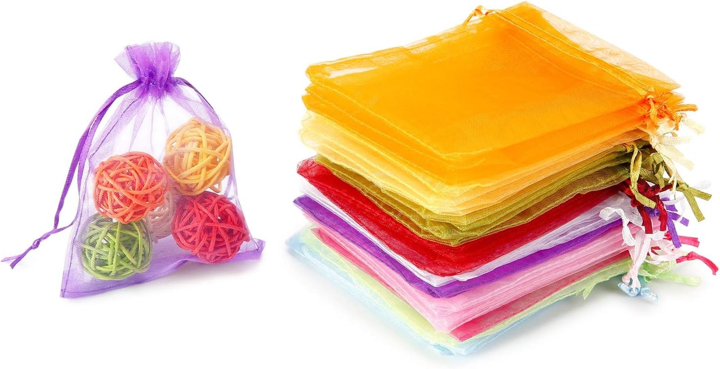 100 Pcs 3x4 Inch Small Mesh Drawstring Bags for Jewelry Party Favors Candy