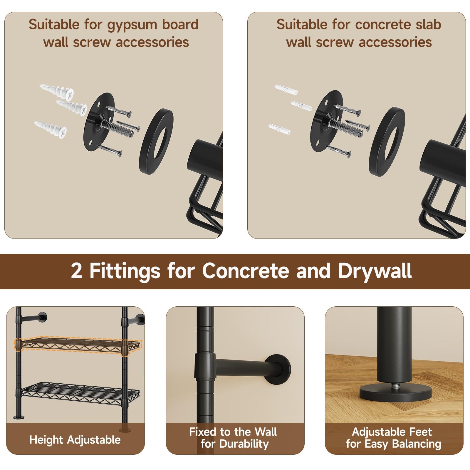 L2 Wall Mounted Closet System, Industrial Pipe Clothing Rack Clothes Racks