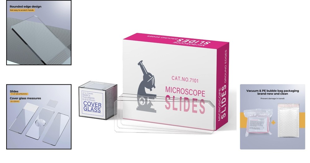 Complete Rounded Edge Microscope Slide & Coverslip Kit - 150 High-Quality Pieces
