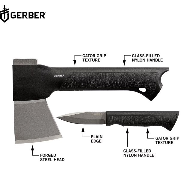 GERBER 3-IN-1 HATCHET KNIFE & SAW KIT CAMPING TOOL WITH SHEATH BRAND NEW!