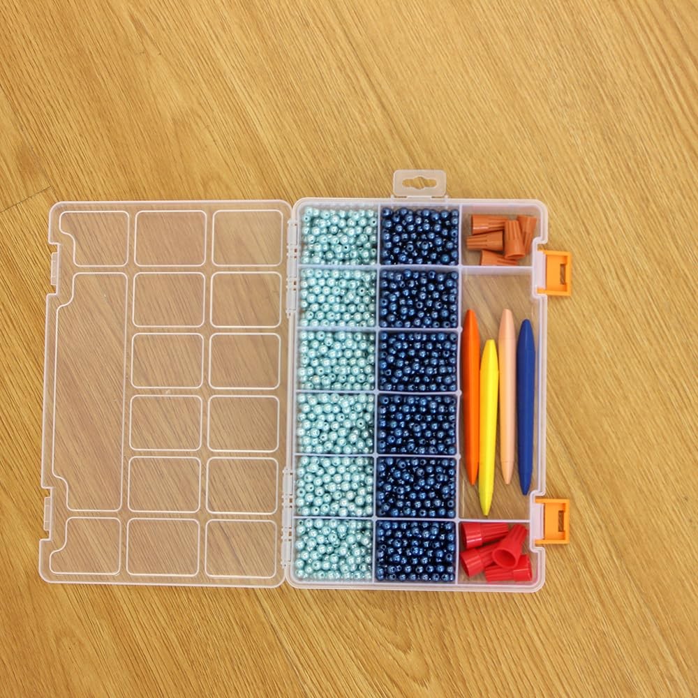 3 Pack Mixed Size Clear Plastic Storage Box Organizer Case with Fixed Compart...