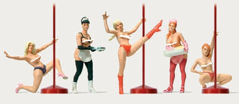 NEW IN BOX :  HO Merten Figures # 212556 Exotic Pole Dancers and a Waitress