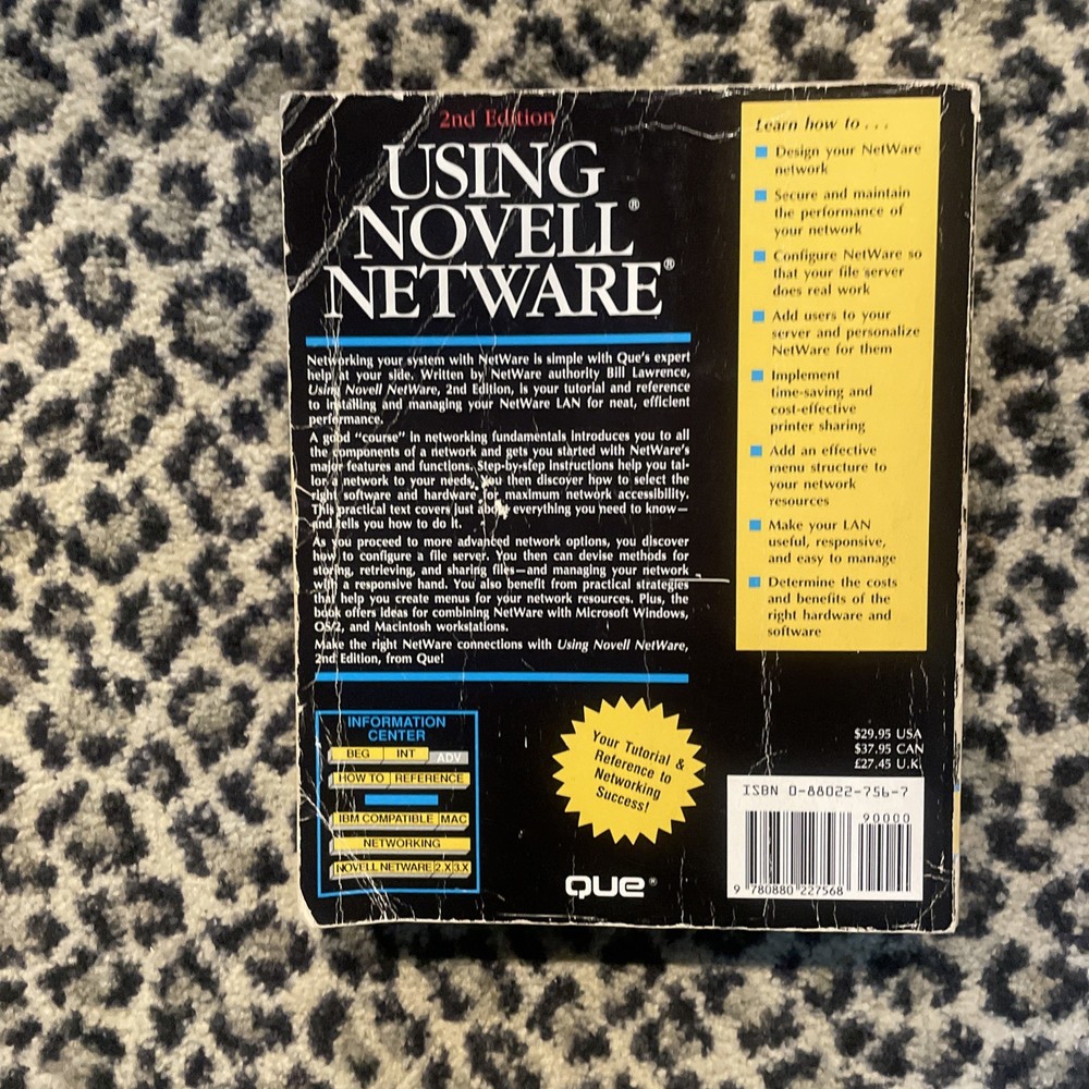 Vintage - Using Novell Netware 2nd Edition, Paperback Computer Reference Book