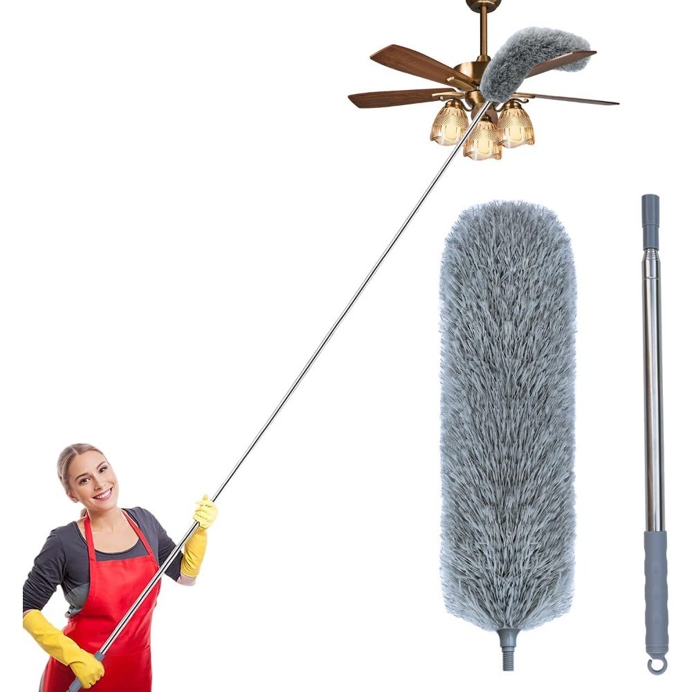 Extendable Microfiber Feather Duster with Telescoping Pole Washable Bendable