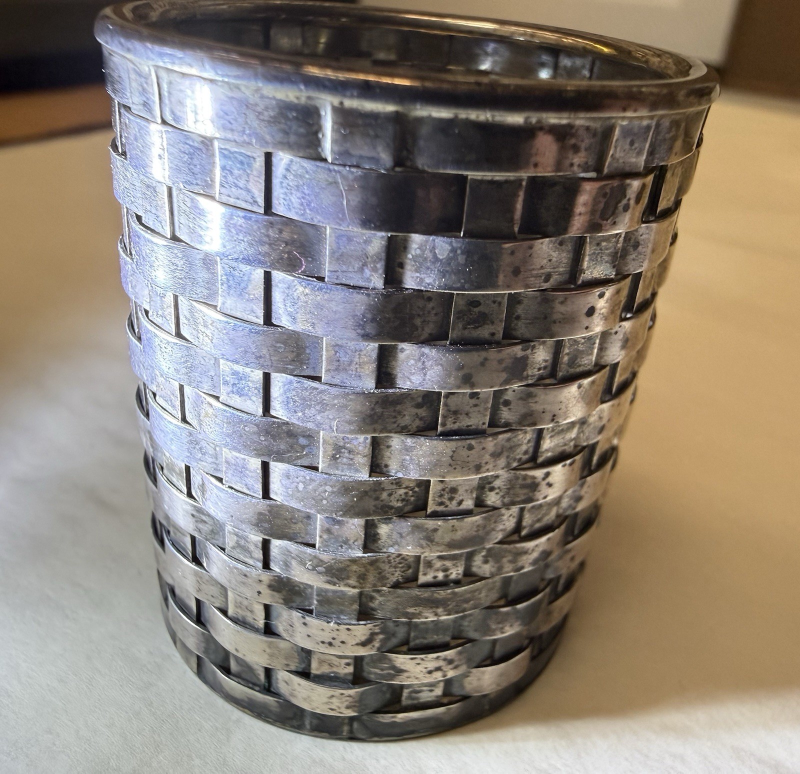 Vintage Tiffany & Co Woven Sterling Silver Toothpick or Trinket Holder 2 in 40gm