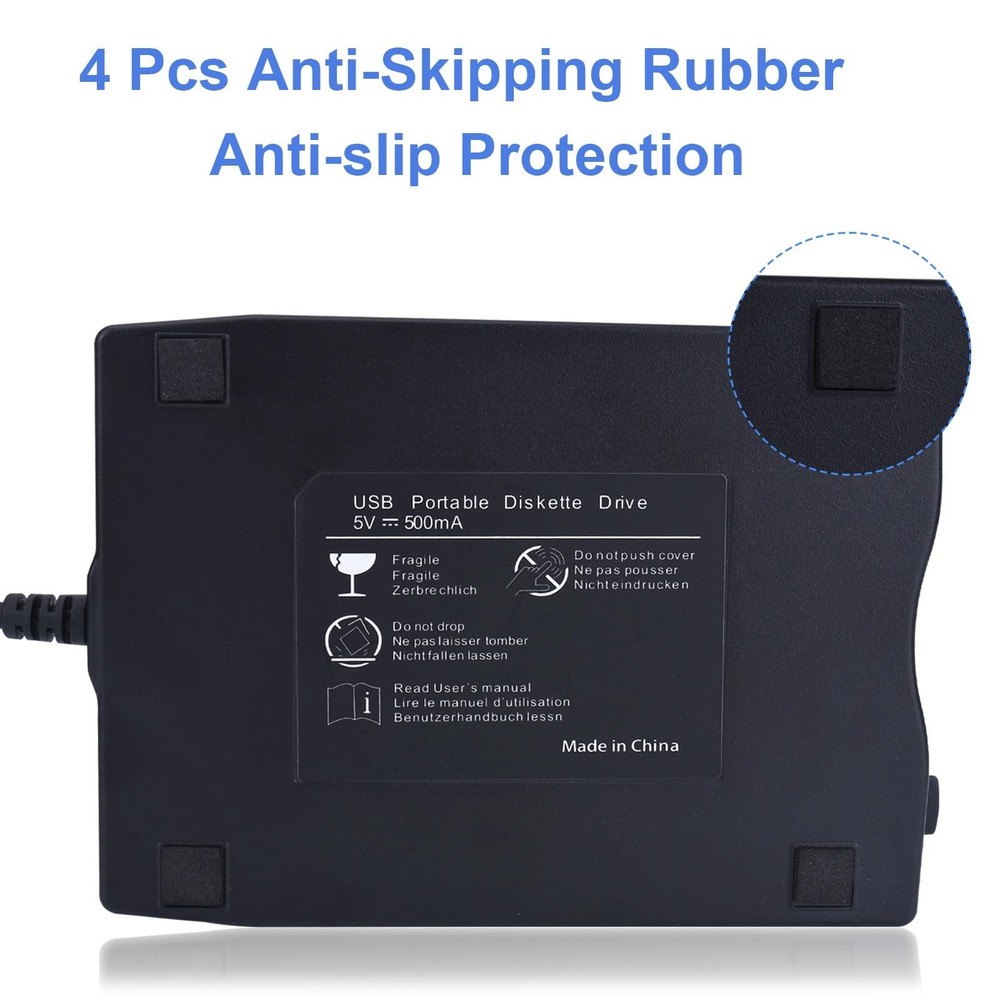 Floppy Disk Reader, 3.5 inch External USB & Type-C 1.44MB FDD Floppy Disk Dri...