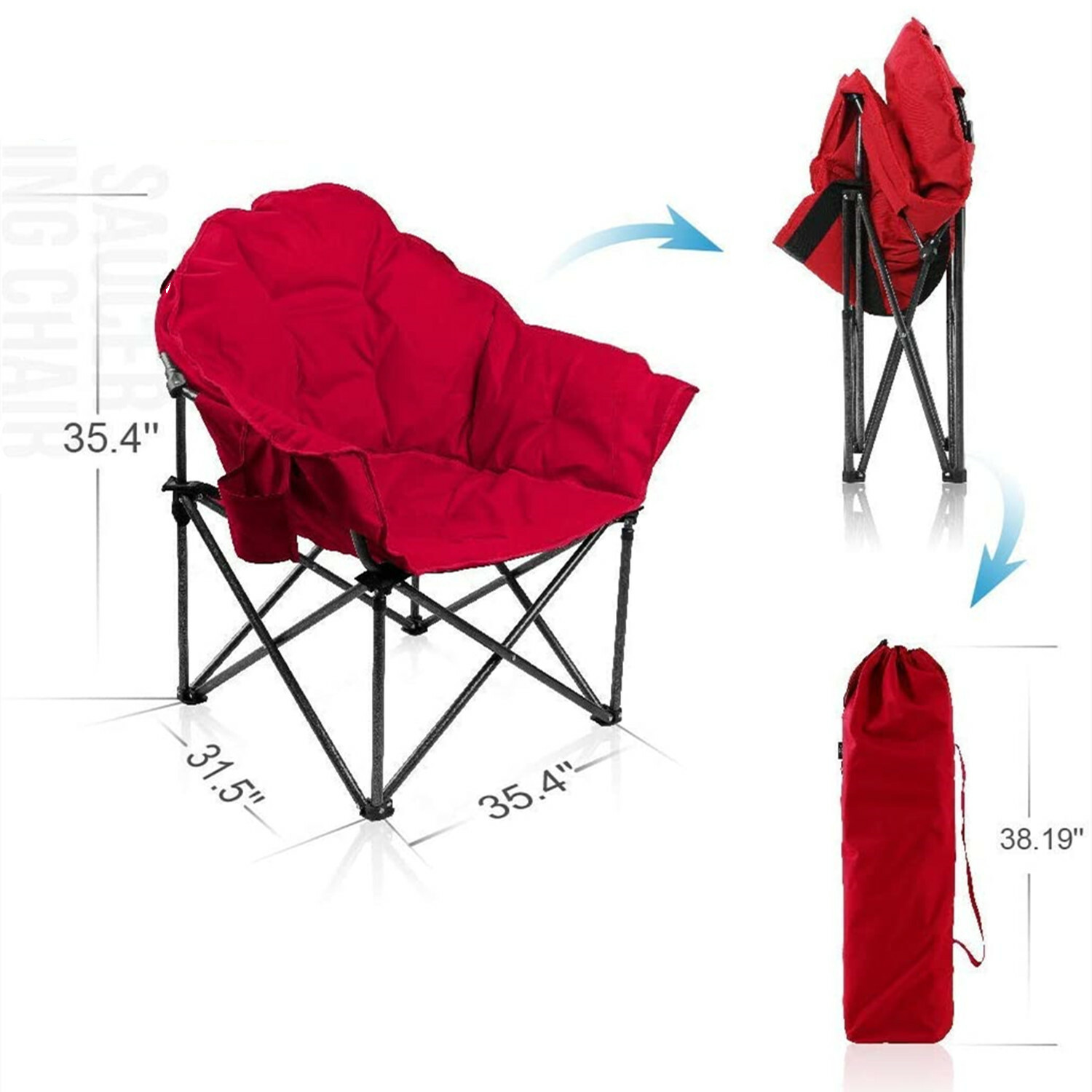 ALPHA CAMP Camping Saucer Chairs Oversize Moon Chair Folding with Carry Bag