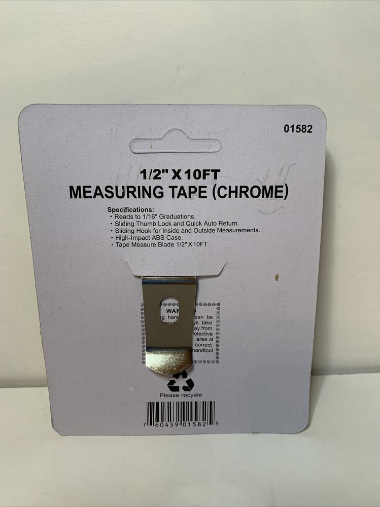 Measuring Tape Ruler 1/2" x 10 ft Chrome Thumb Lock Auto Return New in pkg