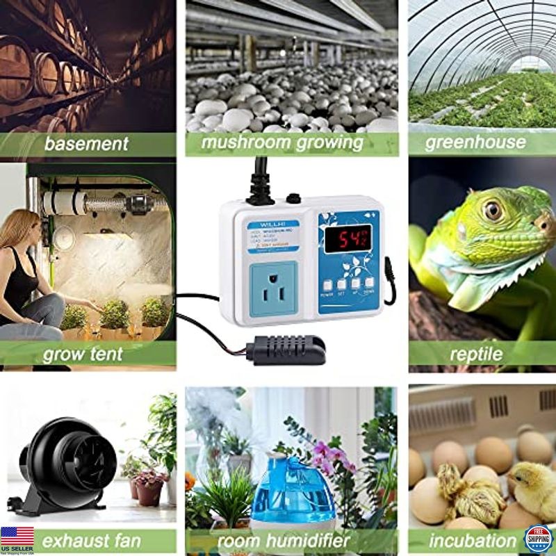 10A WH1436HUM-PRO Digital Humidity Controller & Hygrometer for Optimal Growth