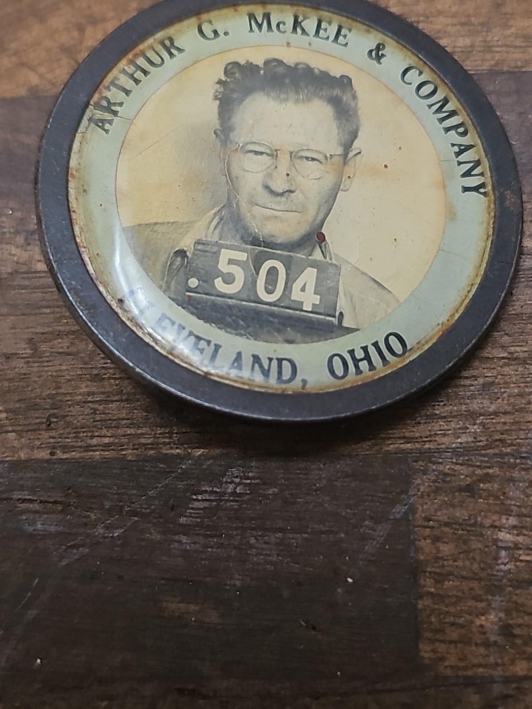 G29 - Vintage WWII Arthur G. Mckee Employee ID Badge - Walter White lookalike