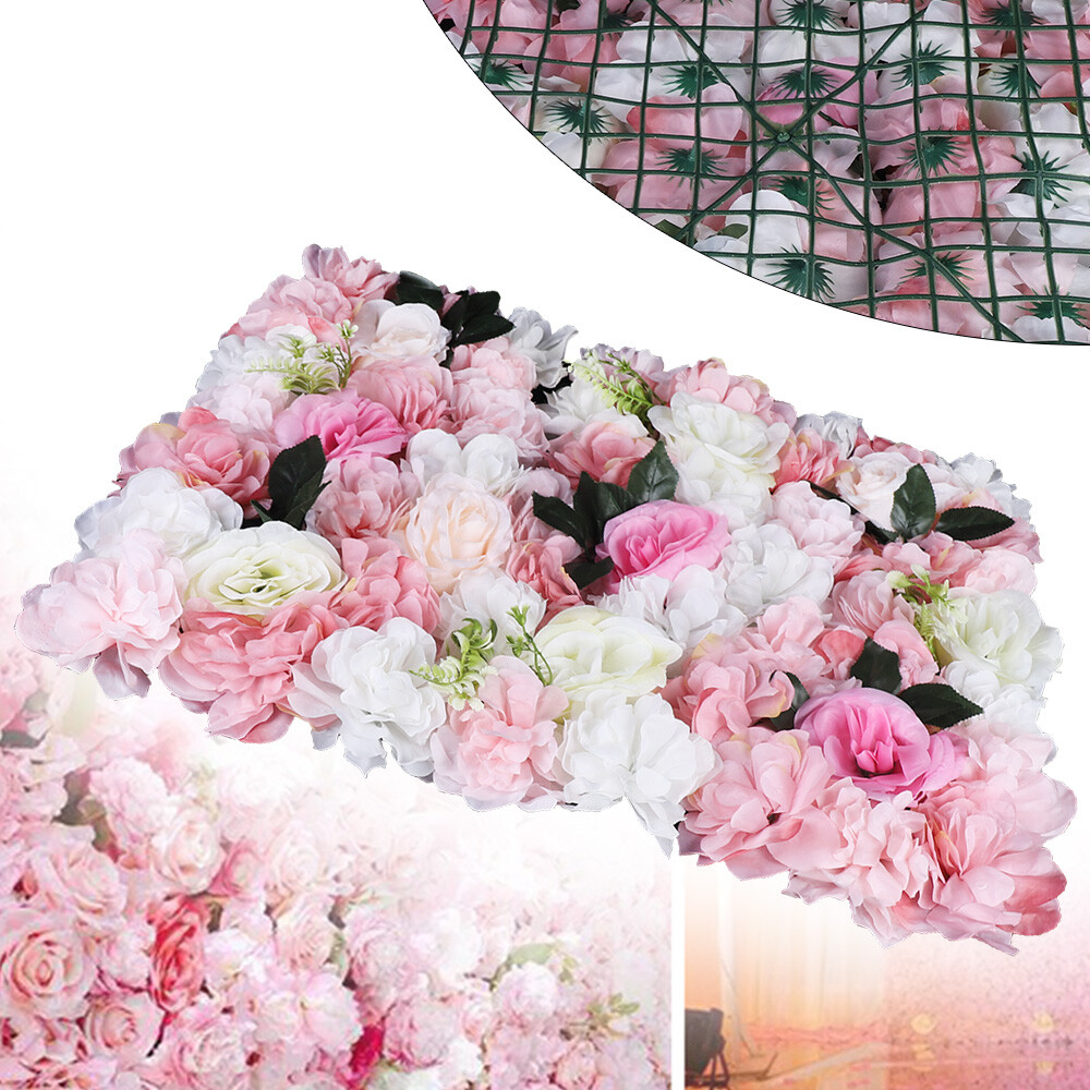 12PCS Artificial Flower Wall Panels Rose Hydrangea Backdrop Panel Wedding Decor