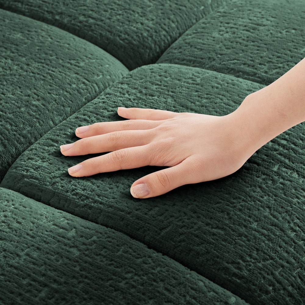 Modular Chenille Sofa Set with Ottoman, Tufted Back, Deep Seat, Customizable
