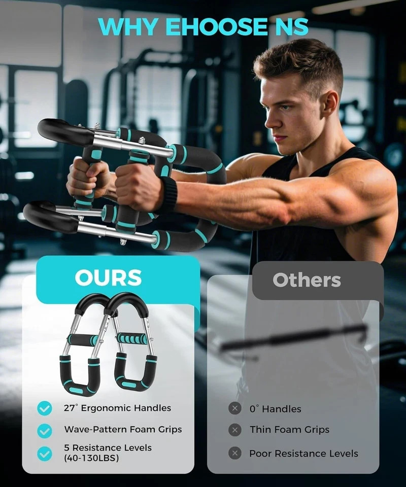 Twister Arm Trainer, Adjustable 5 Resistance Levels (40-130 lbs) Chest & Arm Wor