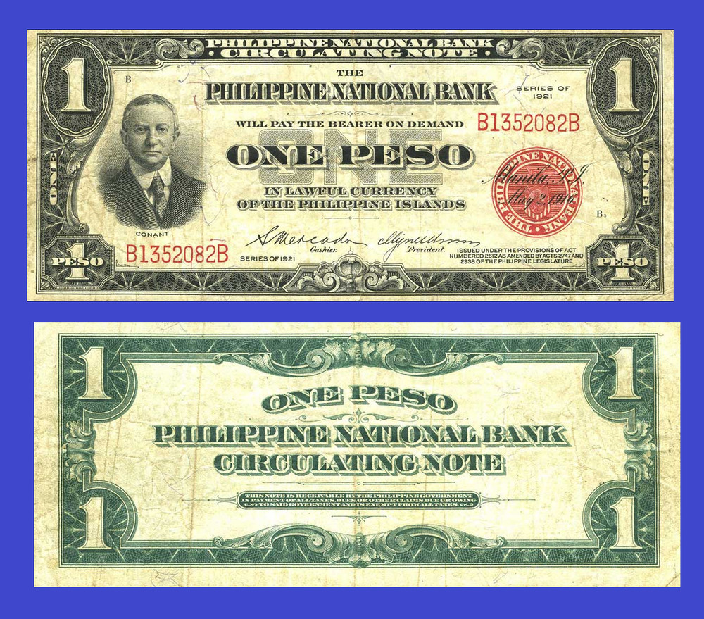 Philippines  Filipina 1  pesos 1921   /   Copy