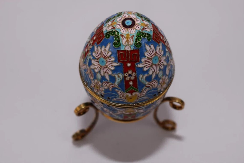 Wonderful Blue Silver Sterling Egg - Handmade Enamel Egg - Luxurious