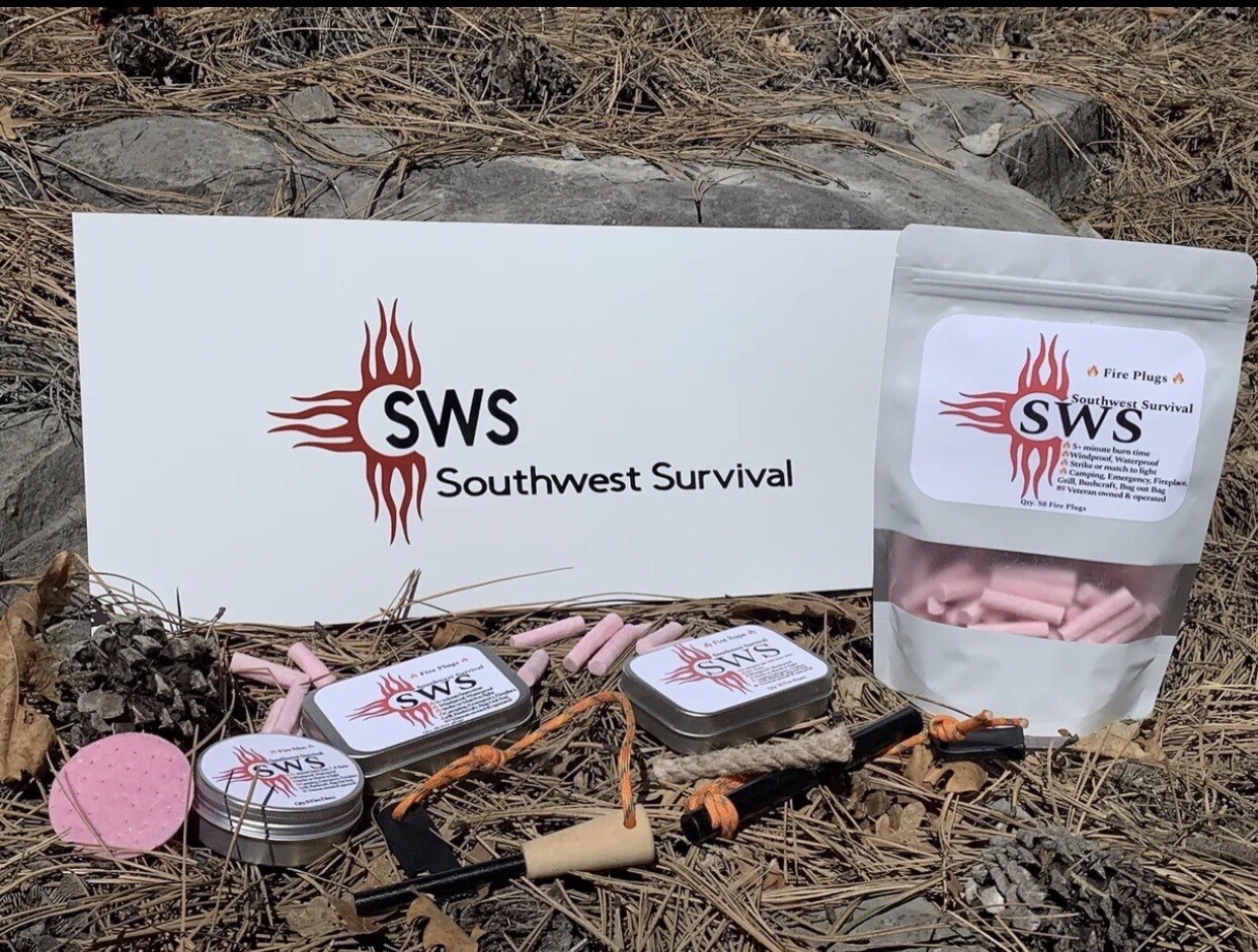 Southwest Survival- Combo Kit - (28) Fire Plugs 🔥 & Ferro Rod- 5+min Burn time