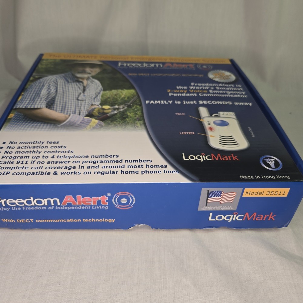 New NOB LogicMark Freedom Alert Fall Emergency System Model #35511 Open Box