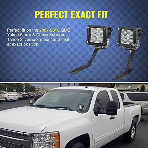 Ditch Light Brackets Auxiliary Offroad Work LED Pod A For Chevy/GMC 2007-2013