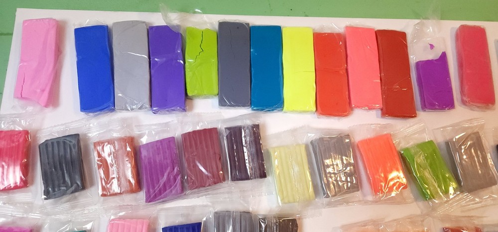 Polymer Clay NEW & USED, Assorted Colors, with Storage Container