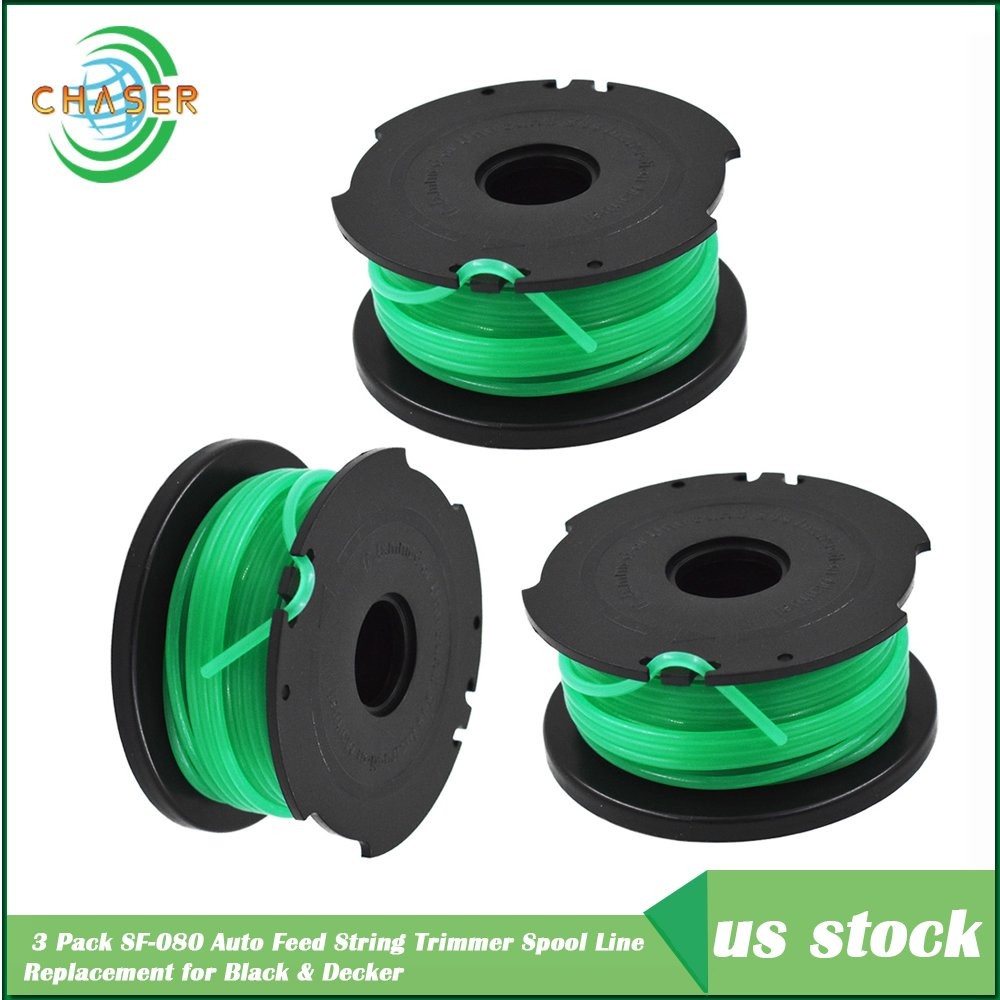 3PC SF-080 String Trimmer Spool Line Replacement For Black & Decker GH3000 Model