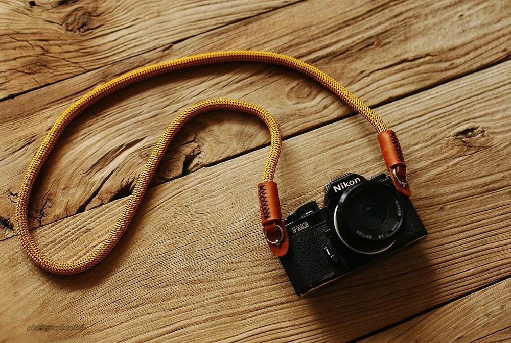 Golden climbing rope 10mm handmade camera strap
