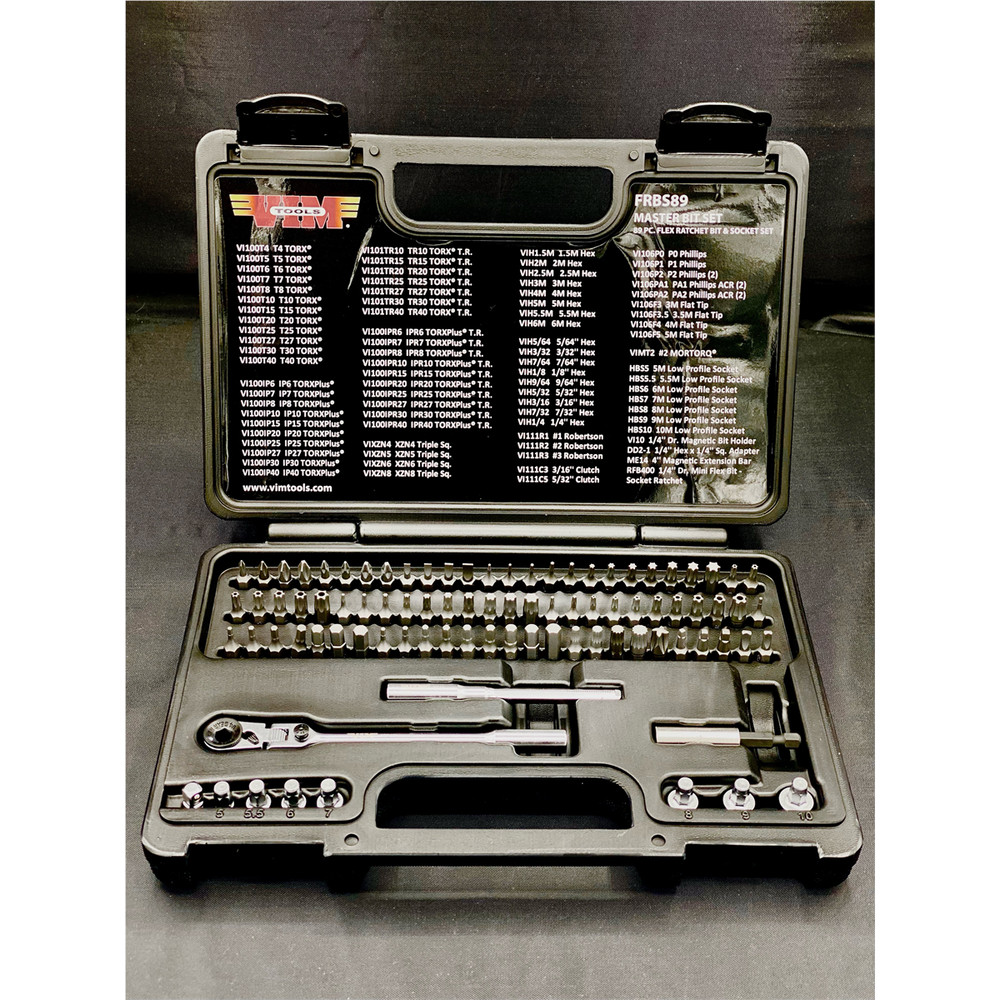 89 PC. FLEX RATCHET BIT & SOCKET SET - 1/4'' HEX DR. Vim Products FRBS89