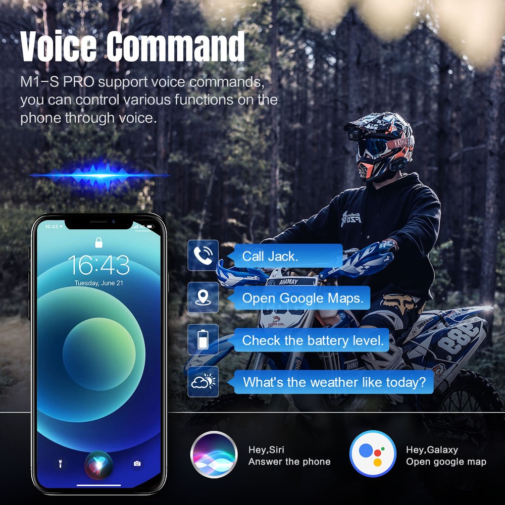 M1-S Pro 2000M Motorcycle Intercom Helmet Bluetooth Headset 8 Riders Interphone