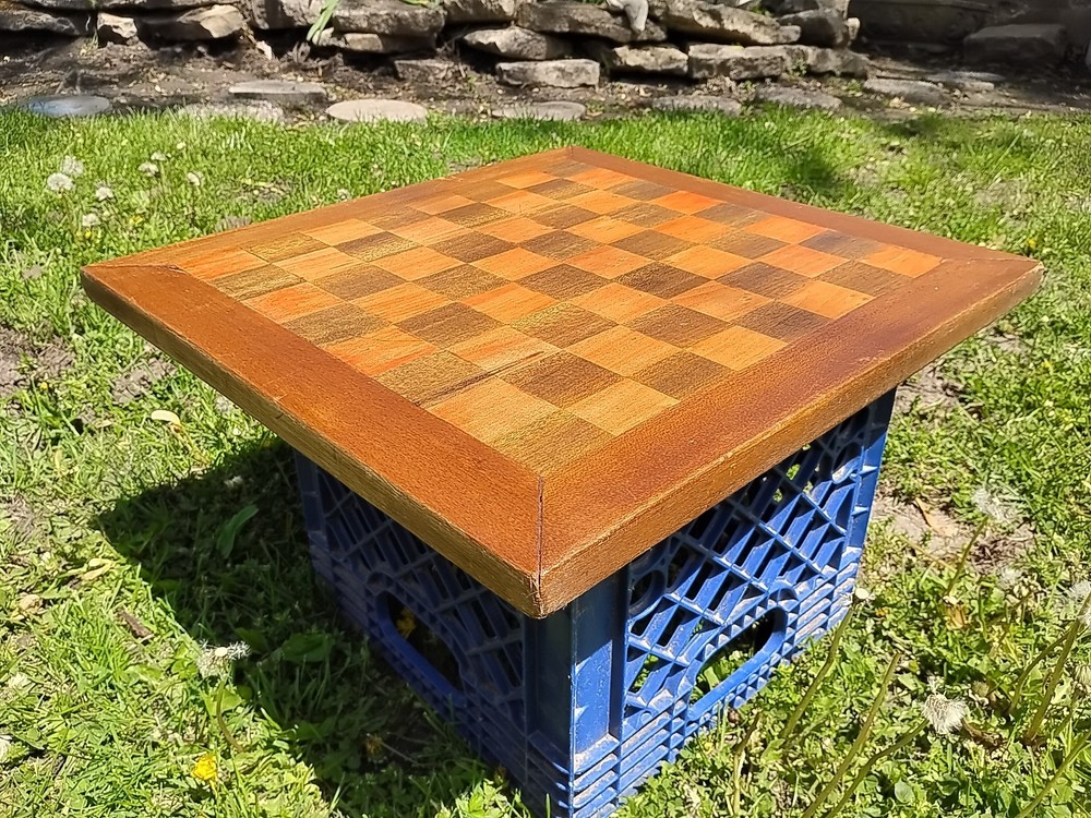 Large 19" Antique Handmade Solid Oak Chess Board