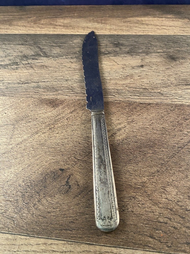 Wm A Rogers Silverplated Bread Knife Ornate Design Unknown Pattern Monogrammed