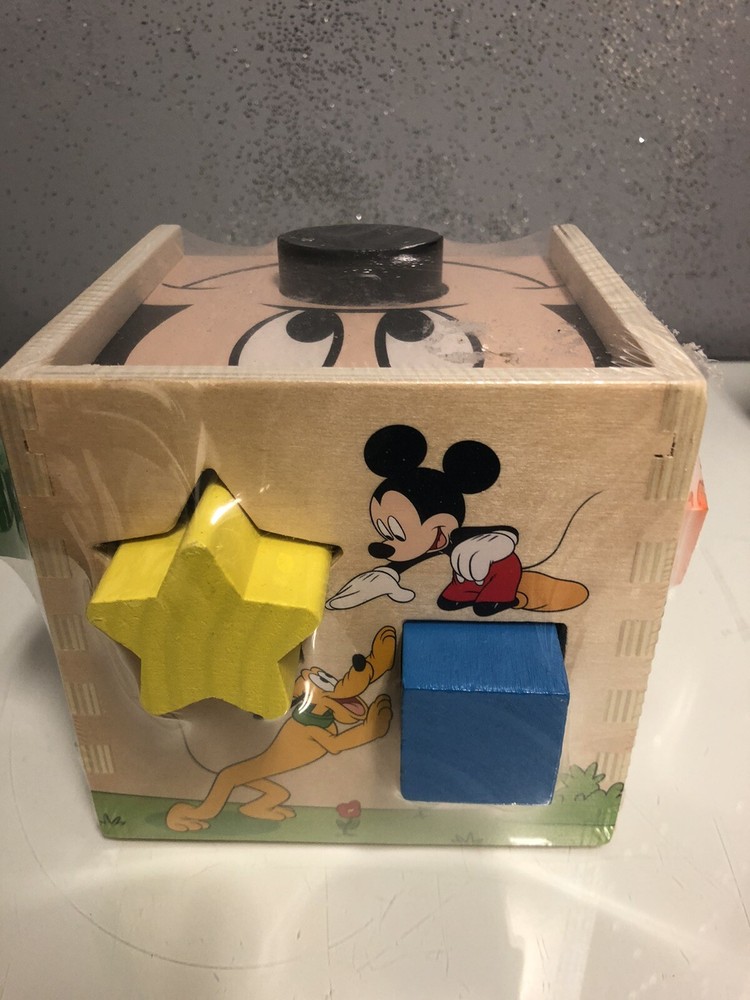 Melissa & Doug Mickey Mouse Wooden Shape Sorting Cube, Ages 2+
