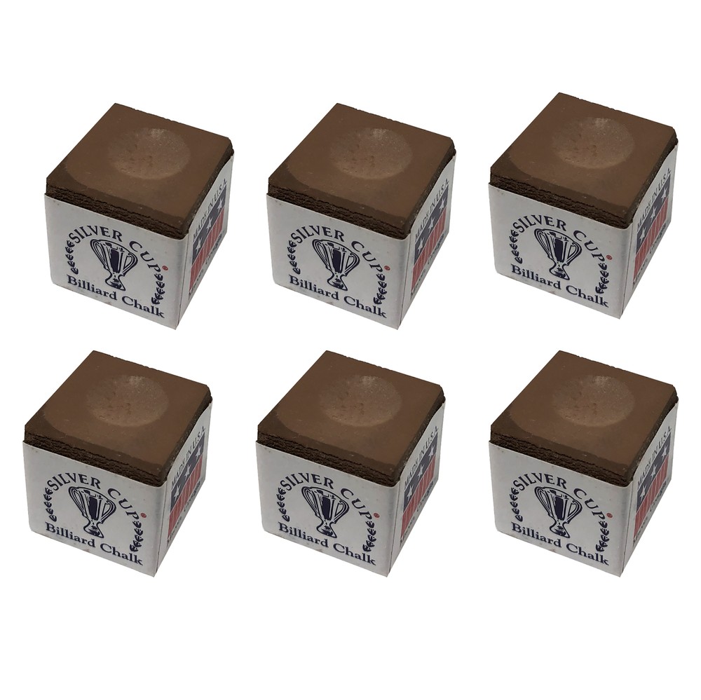 Silver Cup 6 Brown Billiards Pool Cue Chalk