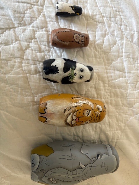 Handmade wooden nesting wild animals