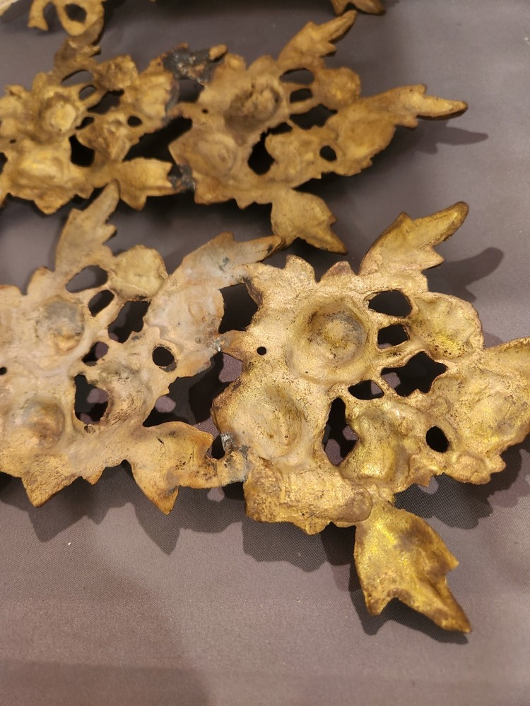 Solid Brass Rose Floral Wall Accents VINTAGE