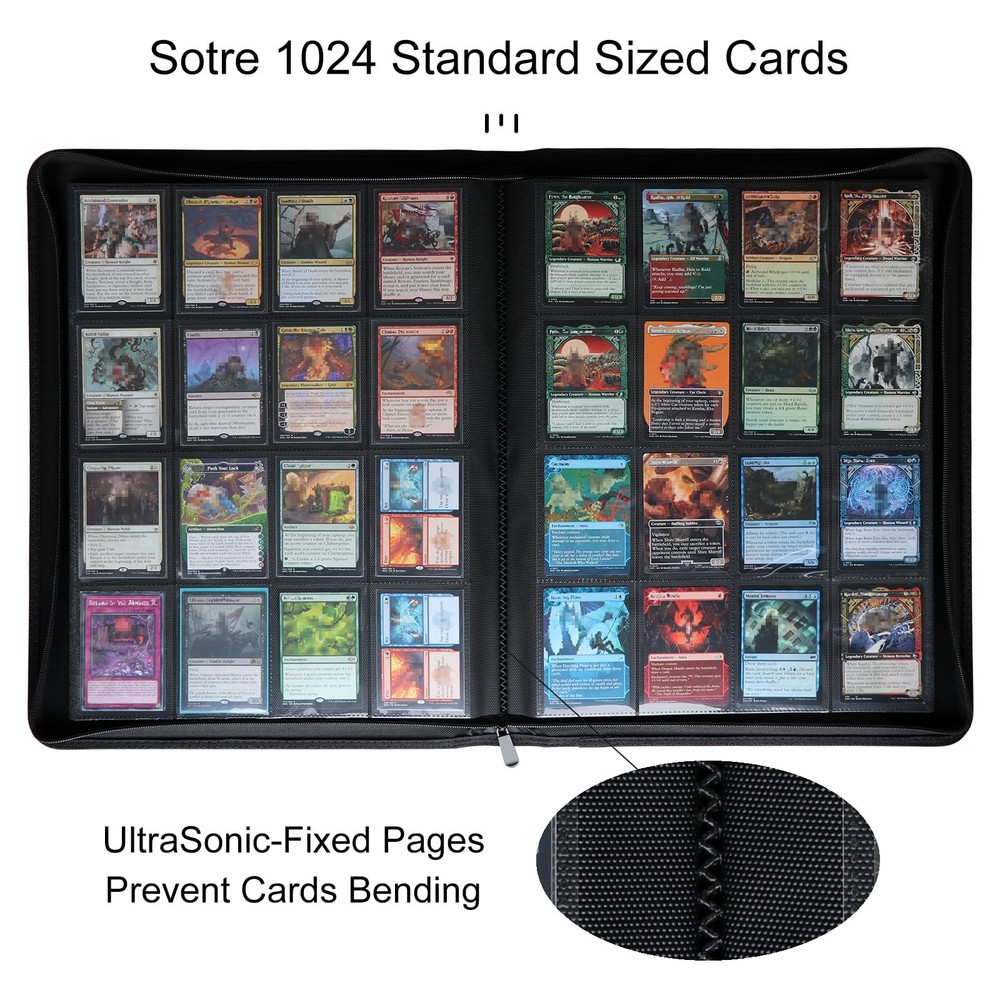 16 Pocket 1024 Card Binder, Large Ringless Side Loading Pockets Trading Card ...