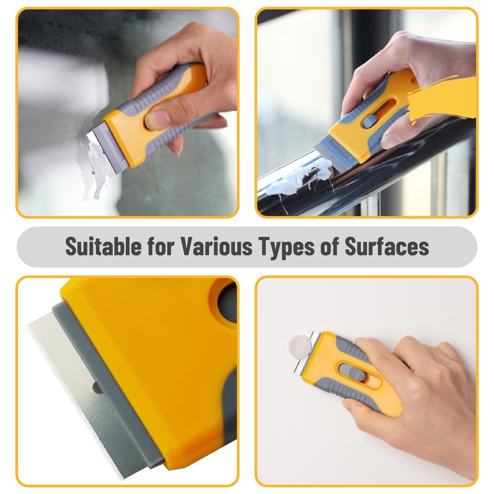 Bates- Razor Blade Scraper Set, 2 Pack, 1.5" & 4" Yellow and Gray
