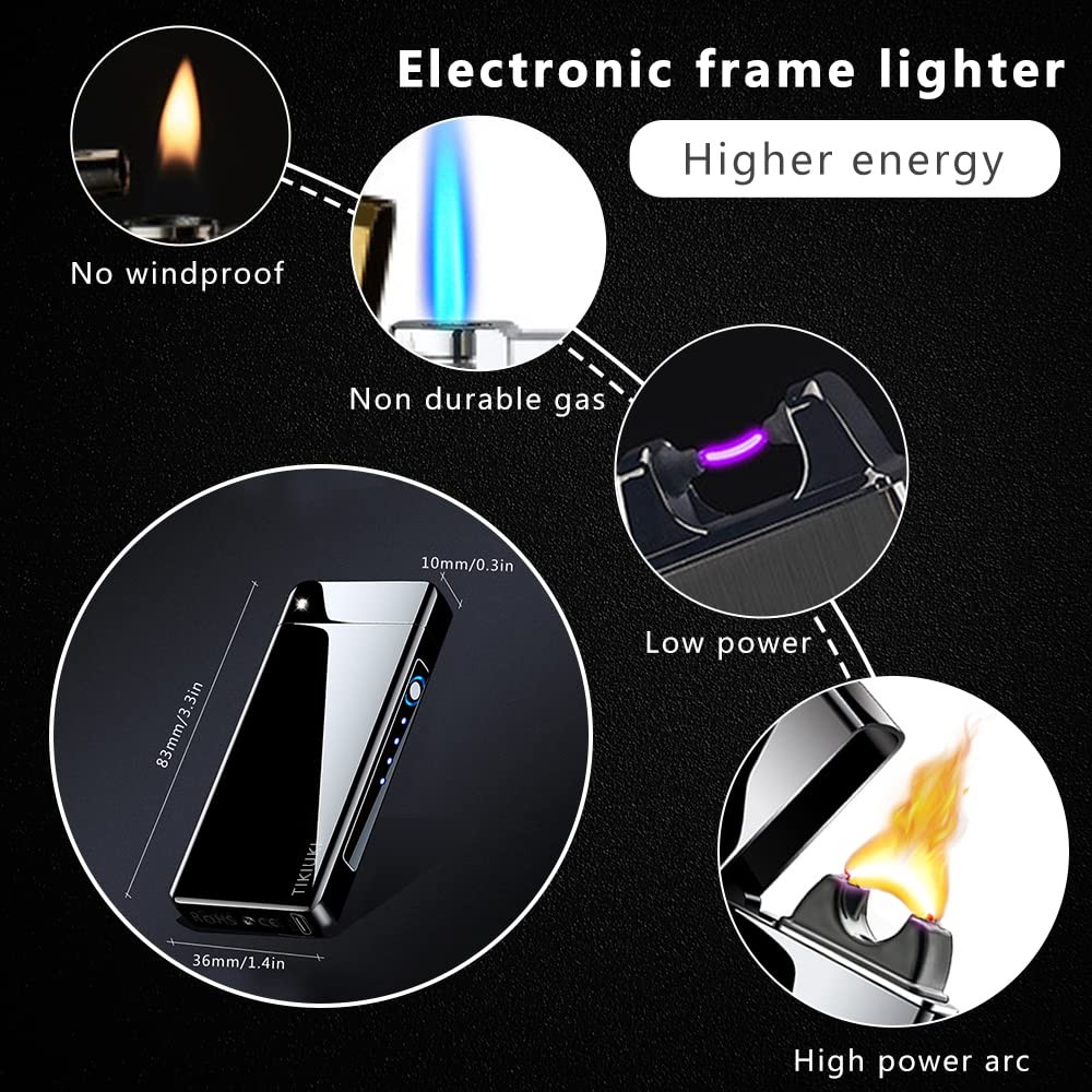 Lighter Rechargeable, Windproof Arc Lighter USB Plasma Lighters with Projecti...