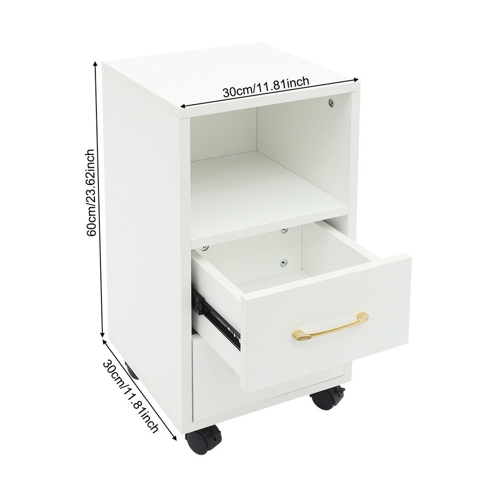 3-Tier End Table Sofa Side End Storage Shelf White Movable Storage Cabinet