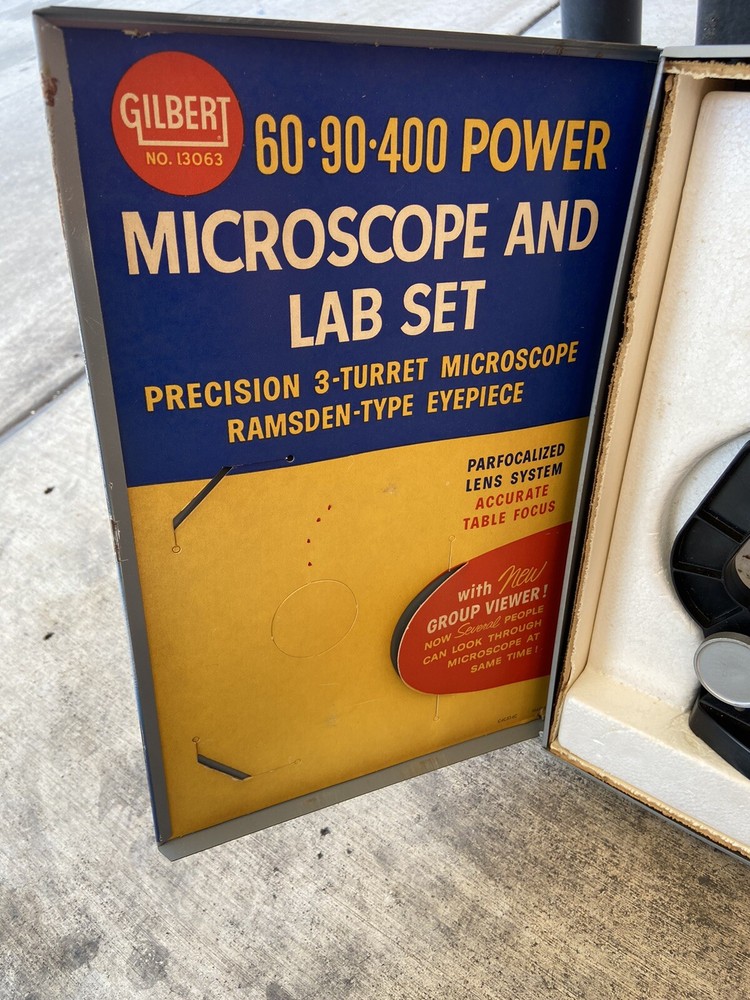 VINTAGE GILBERT MICROSCOPE AND LAB SET ORIGINAL CASE Not Complete