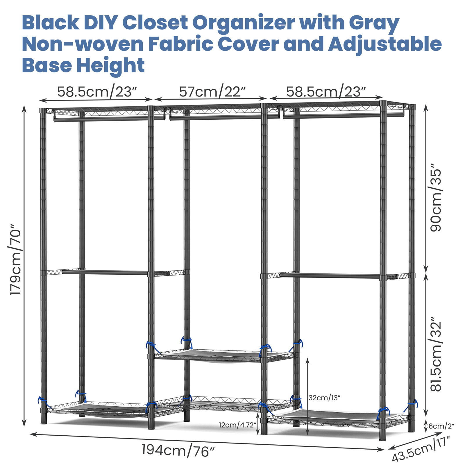 Heavy Duty Garment Rack Large Clothes Rack Freestanding Closet Clothing Shelves