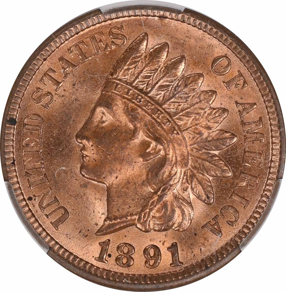 1891 Indian Cent MS64RD CACG