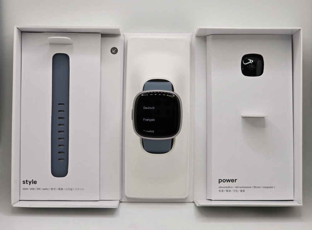 Fitbit Versa 4 Activity Tracker - Waterfall Blue/Platinum Aluminum