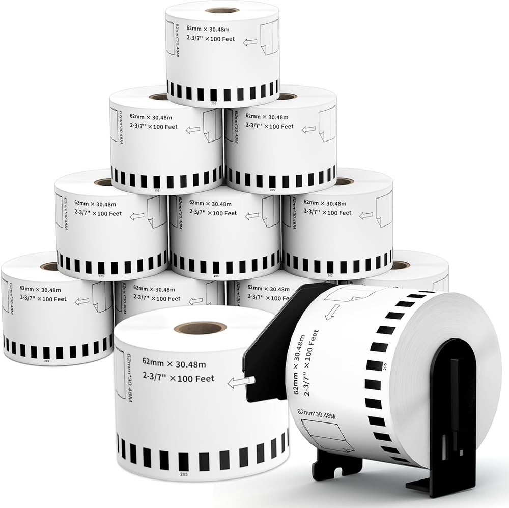 12 Rolls Replace Brother Continuous Label DK-2205 (2.4" X 100') Compatible wi...