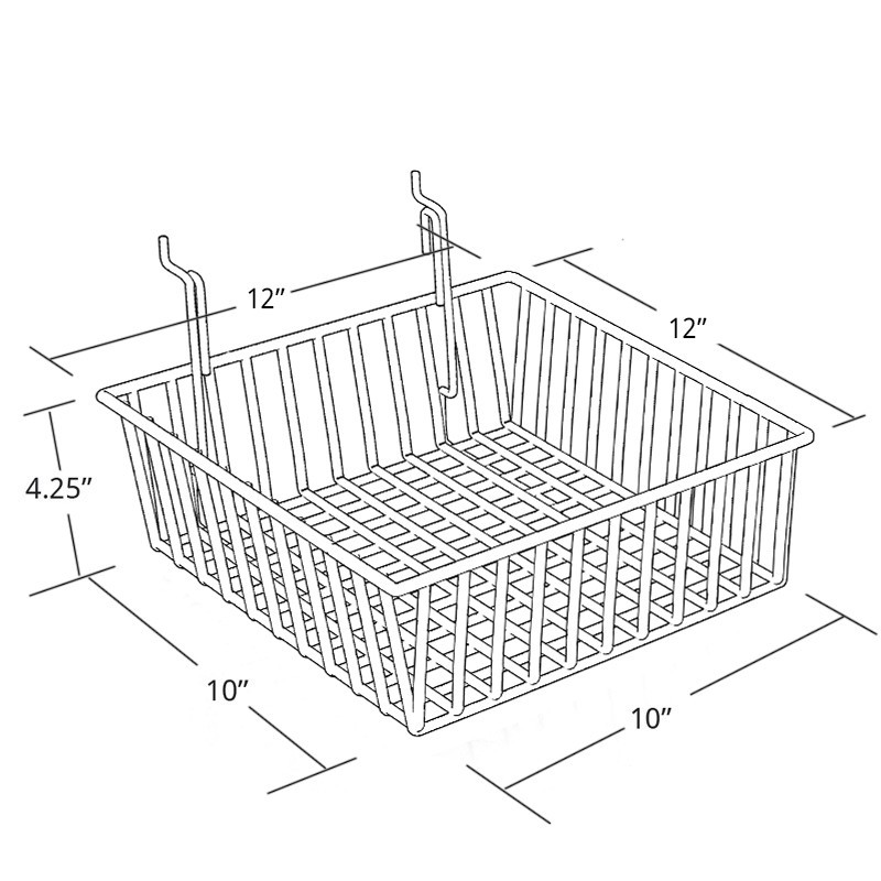 Azar Displays 4.25"H Chrome Wire Basket, 2-Pack