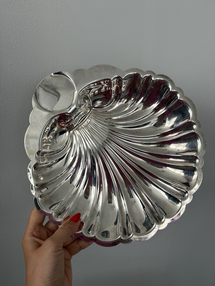 Vintage Silver-Plated Shell Serving Dish