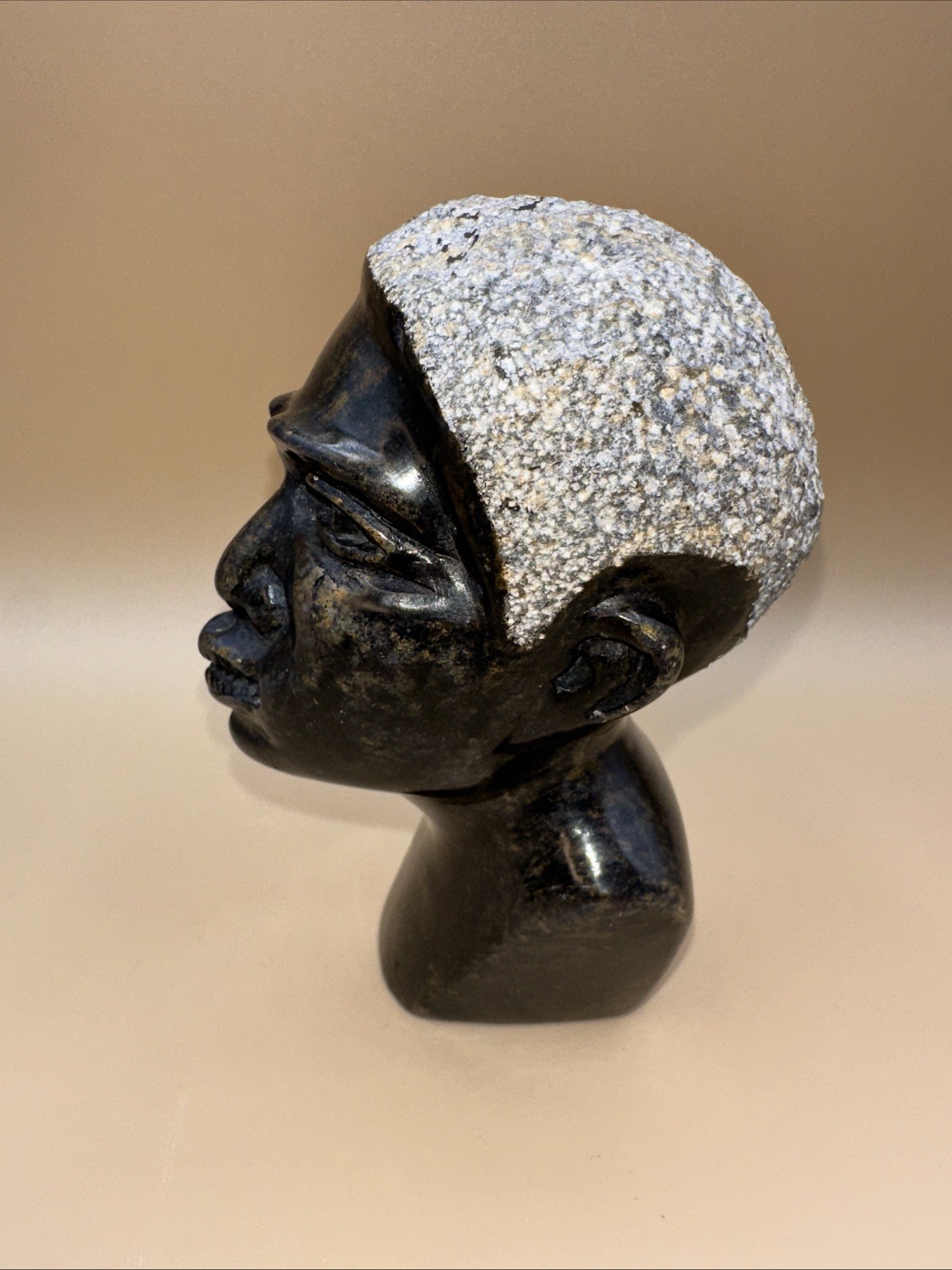 HAND-CARVED SOLID STONE AFRICAN SHONA HEAD BUST COUPLE FINELY DETAILED!