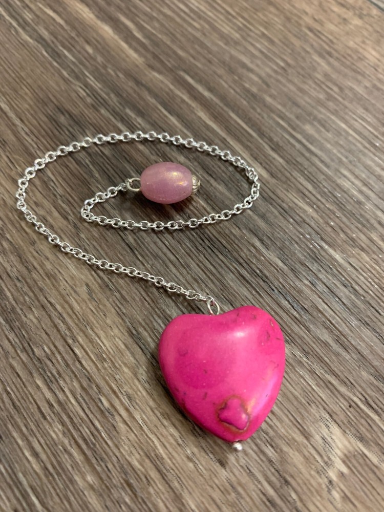 Pink Heart Stone Pendulum Dowsing, amplifying, restore focus & transform