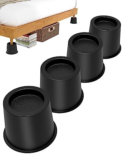 4 Inch Heavy Duty Bed Risers Stackable Blocks for Couch Chair Bedpost, 4 Pack