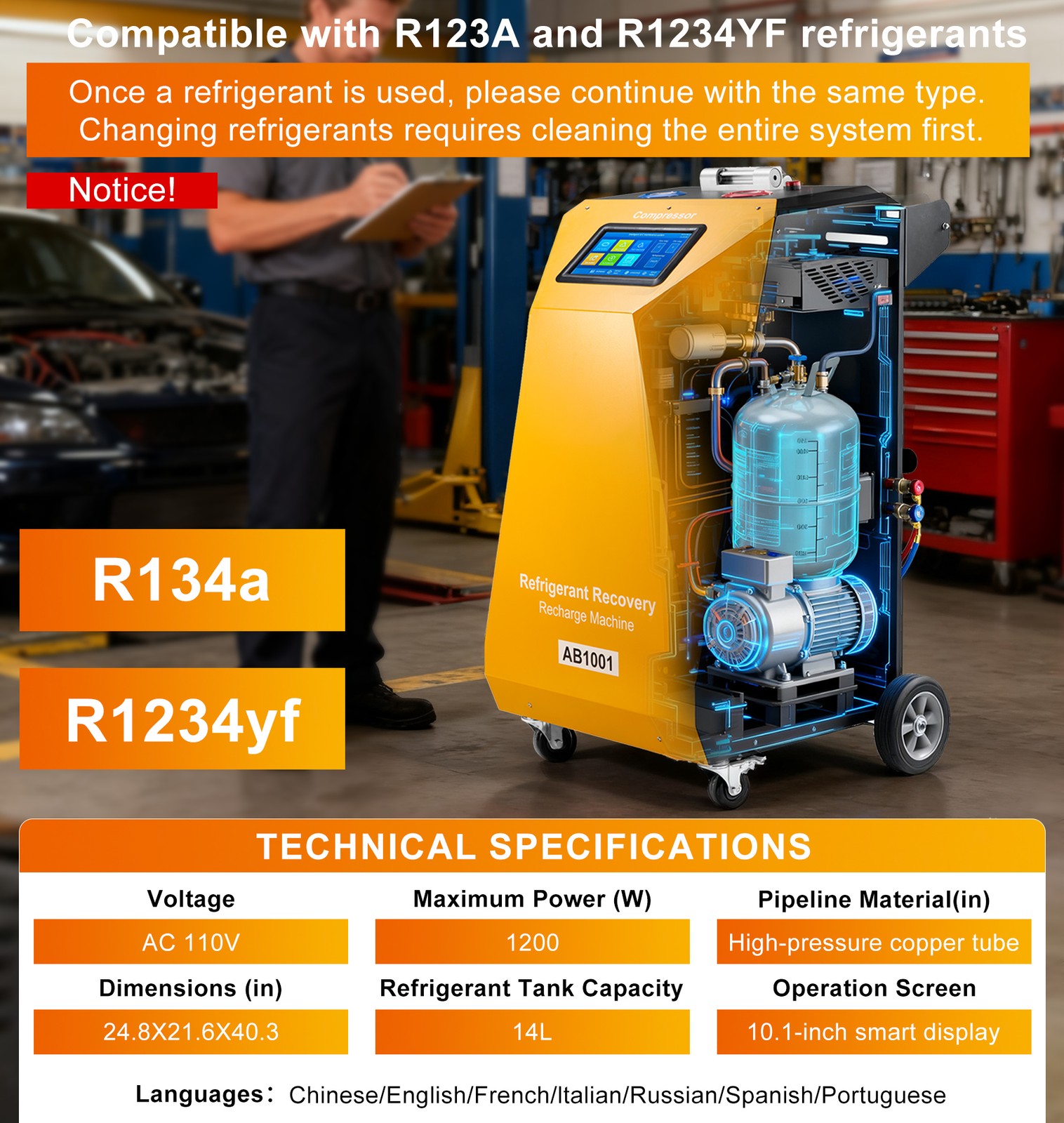 NEW Automatic Refrigerant Recovery Machine HVAC A/C Recycling for R134A/R1234YF